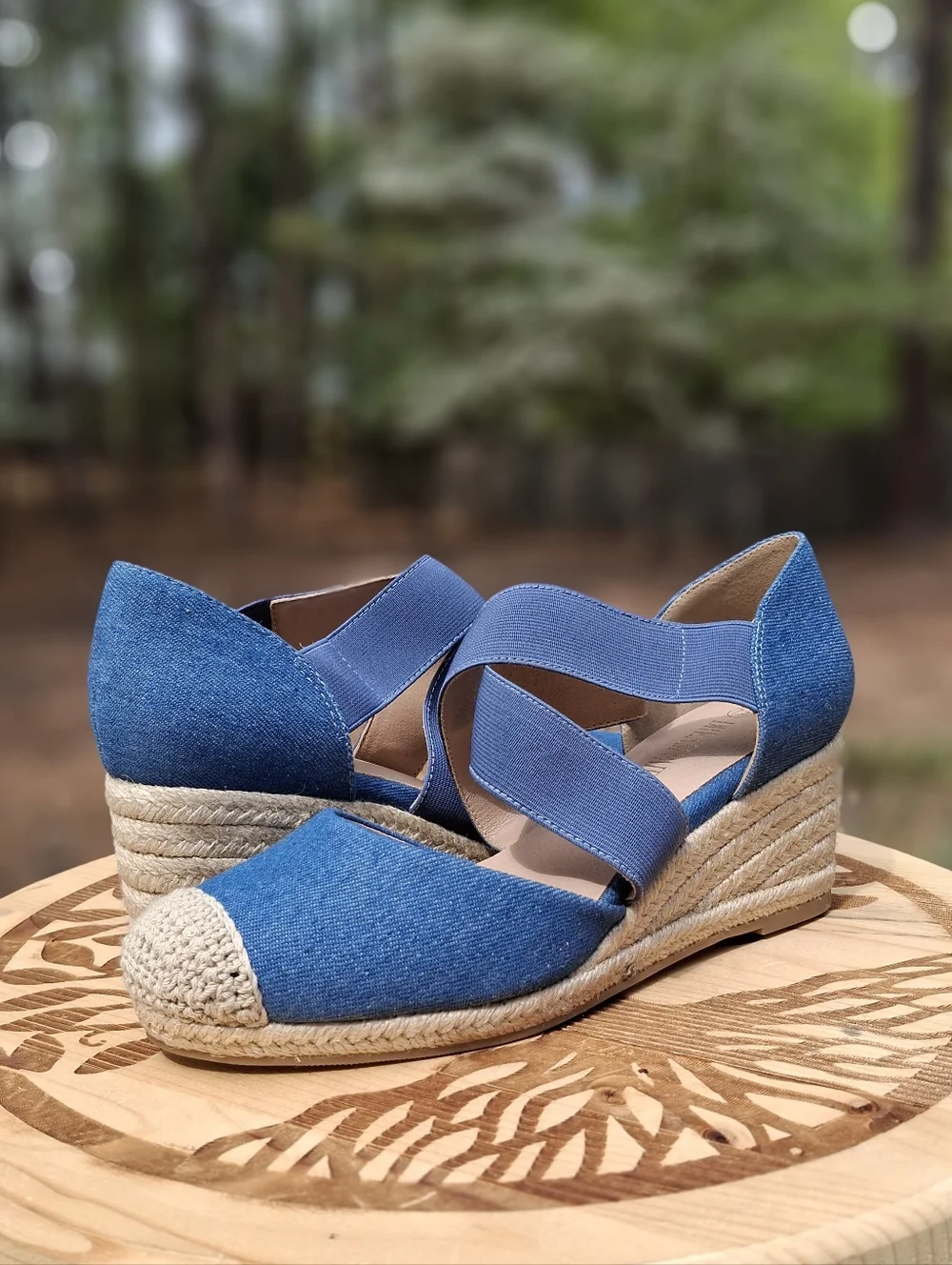 Chic Blue Denim Dream Pairs Espadrille Wedge Sandals with Crisscross Straps